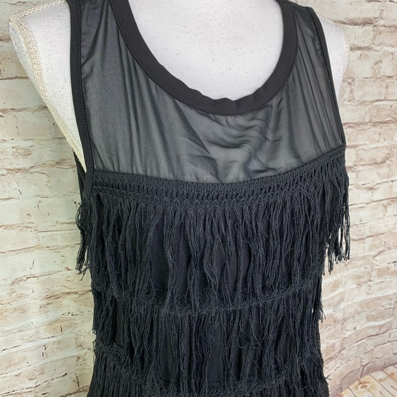 7th avenue design studio black fringe tank top S - Picture 2 of 7